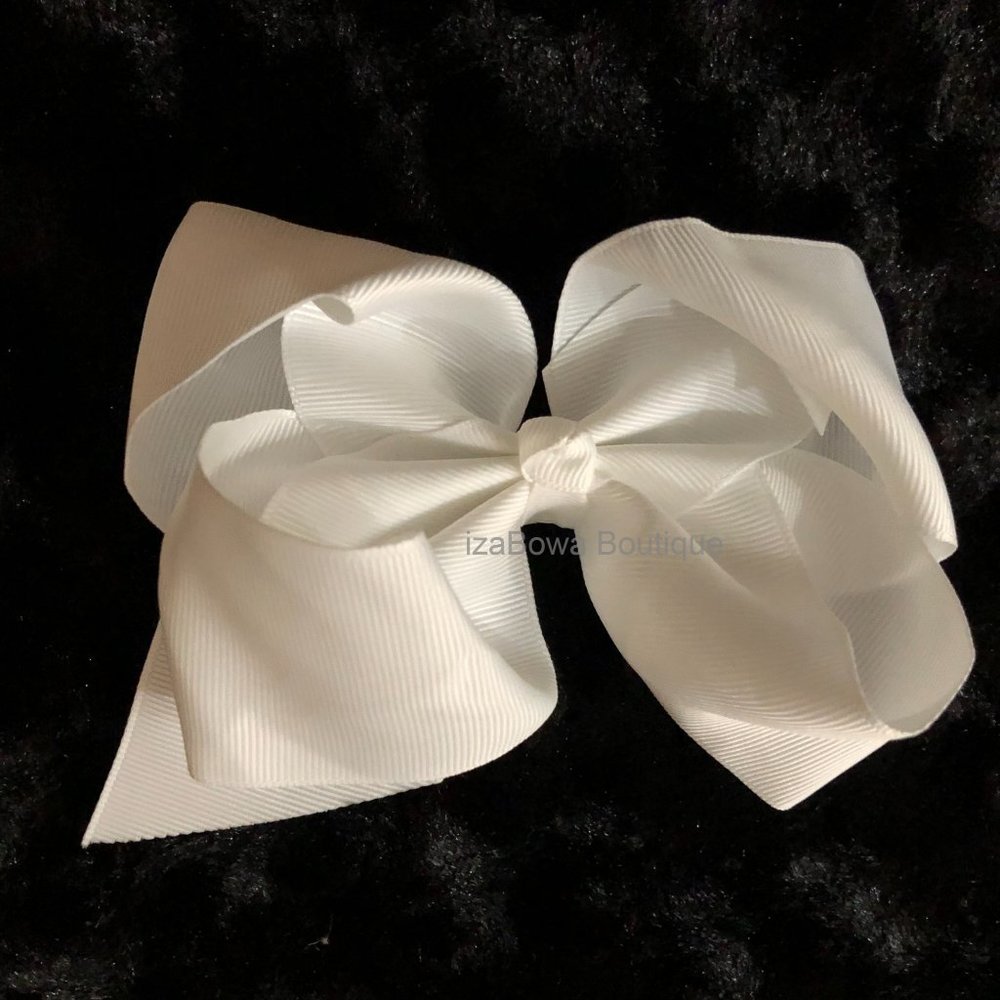 White 6" Boutique Bow   HANDCRAFTED